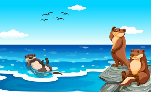 Sea otter living in the ocean vector