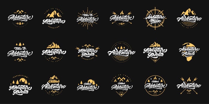 Big adventure lettering logo set  vector