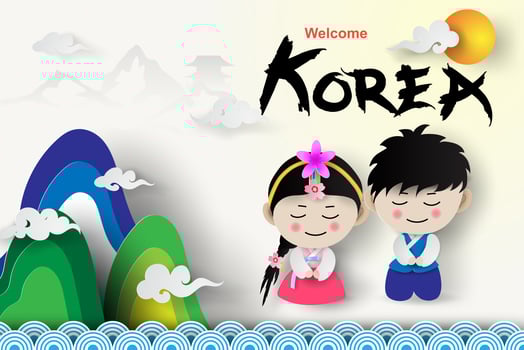 Traditional Korean Costume and Landmark vector