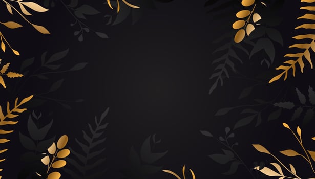 Golden Flower on Black Background Gold Leaf vector
