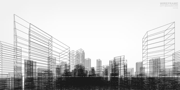 Wire frame city rerspective design vector