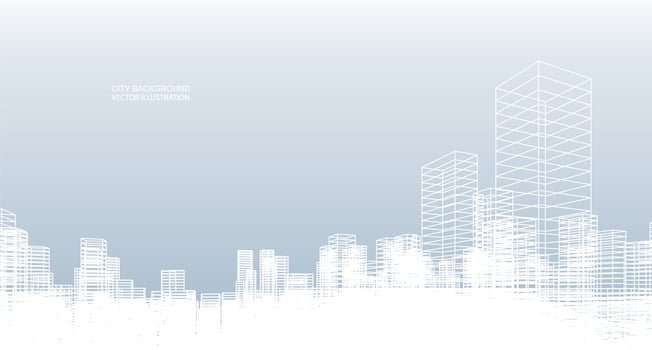 White wire frame city on blue vector