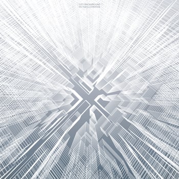 Abstract virtual zoom of wireframe buildings vector