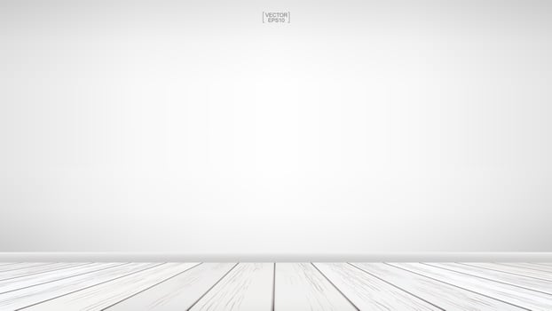 Empty room space with white wood floor vector