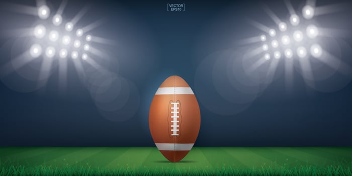 American football field stadium with lights vector