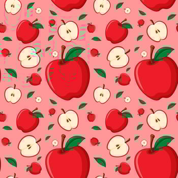 Seamless background design with red apples vector