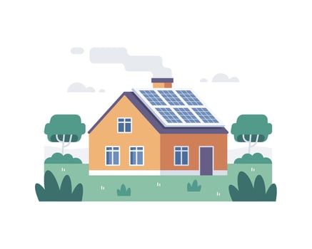 House With Solar Panel vector