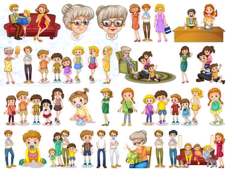 Set of family members characters vector