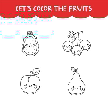 Coloring game happy fruits vector