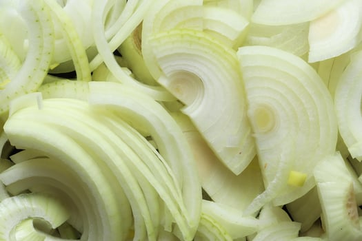 Close up of sliced onions photo