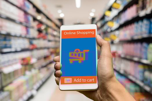 Online shopping on smart phone photo