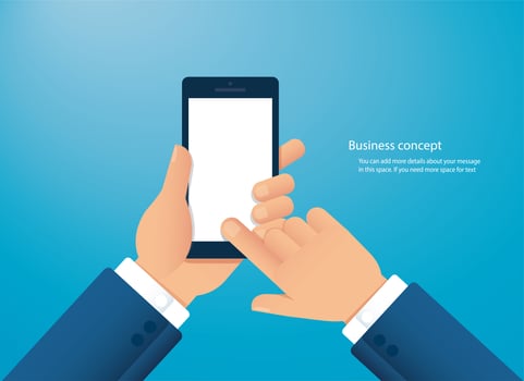 Hand holding smartphone vector
