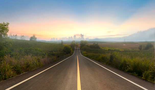 Road to a city photo