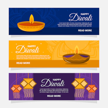 Colorful Happy Diwali Banner Collection vector