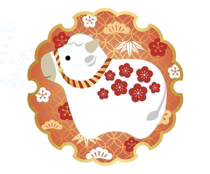 Year Of The Ox New Years Round Greeting Symbol vector
