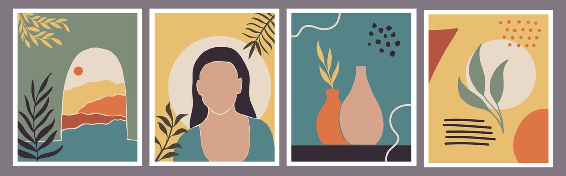 Minimalist aesthetic Bohemiam wall decor vector