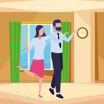 Successful business partners faceless cartoons indoors vector