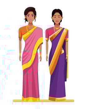 Indian women avatar cartoon characters vector