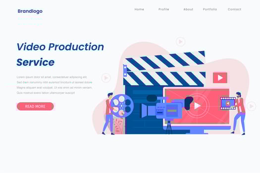 Video production landing page concept vector