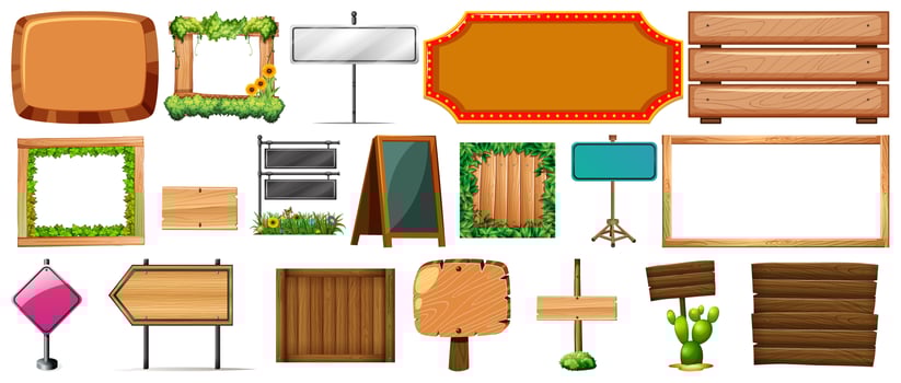 Set of Various Types of Signs, Banners vector