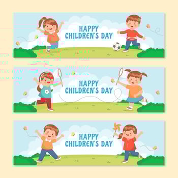 Groups of Children Playing Together on a Hill vector