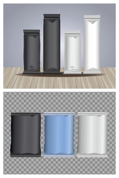 Set of Colored Packing Bags and Sachets vector