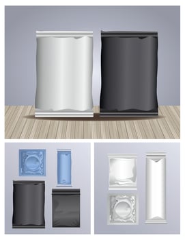 Set of Colored Packing Bags and Sachets vector