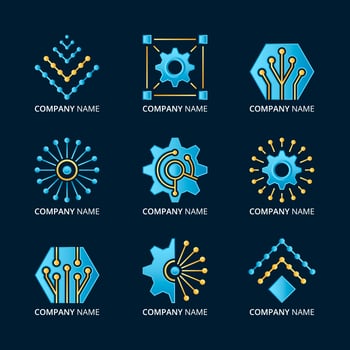 Gradient Technology Logo Set vector