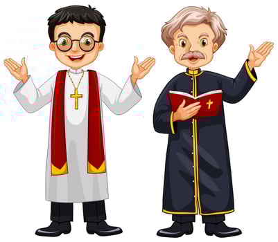 Two priests in robes vector