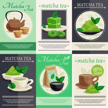 Matcha tea poster set vector