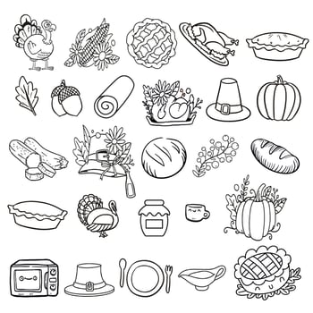A set of Thanksgiving elements vector