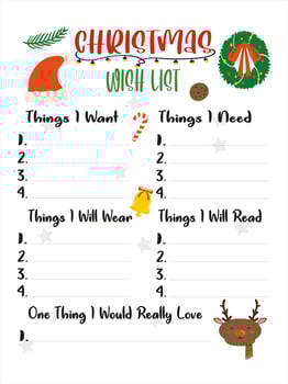 Cute Christmas Wish List For Kids vector