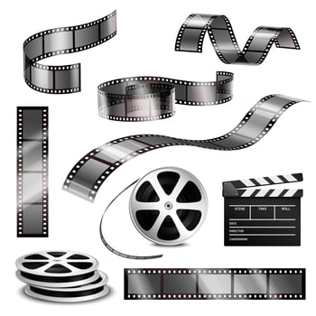 Realistic film strip reels set vector
