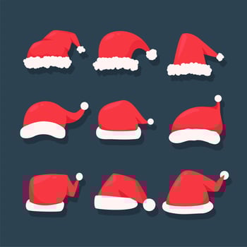 Red Christmas hat set vector