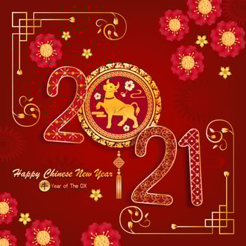 Chinese new year 2021 design with asian elements vector
