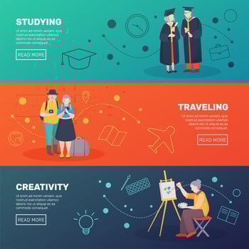 Senior citizen accomplishments template banner set vector