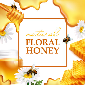 Realistic natural honey banner vector