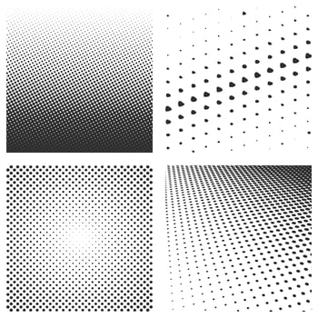 Set of halftone black patterns isolated on a white vector