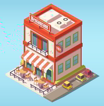 Isometric restaurant building vector