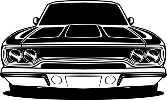 Black and white car front drawing vector