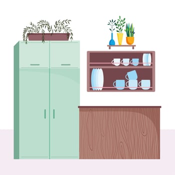 Kitchen interior background vector