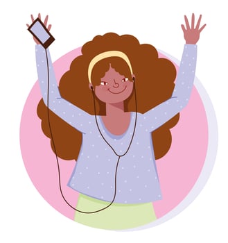 Hype girl listening to music vector