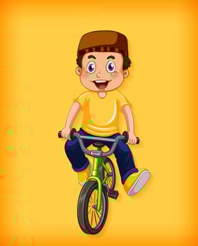 Happy muslim boy riding bicycle vector