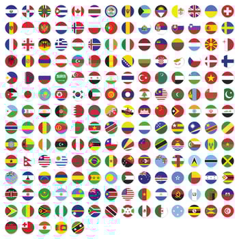 Round flags of the world collection vector