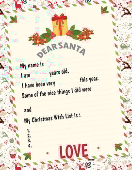 Dear Santa Letter Wishlist for Kids vector