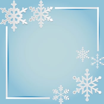 Christmas corner snowflake frame on blue gradient vector
