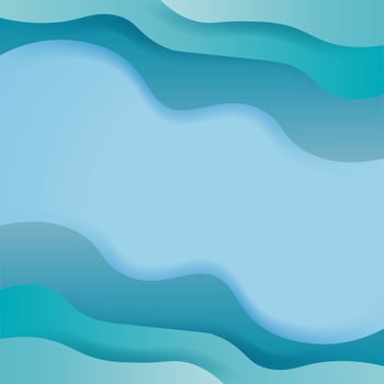 Wavy blue green paper cut layers with copy space vector