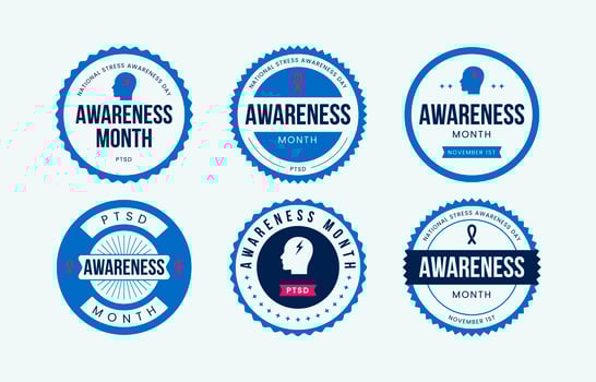 World Stress Awareness Day Labels vector