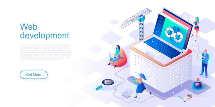 Web development landing page template vector