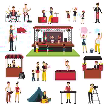 Open air festival icon set vector